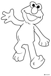 Waving Elmo standing coloring page