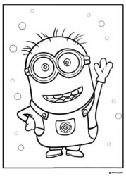 Waving Minion with Circles Coloring Page