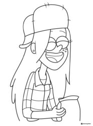 Wendy Corduroy laughing holding a bag coloring page