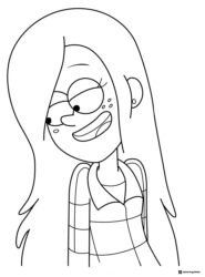 Wendy Corduroy smiling with long hair coloring page