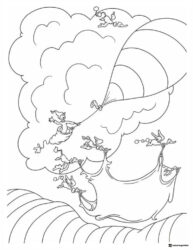 Whos Flying with Parachute Coloring Page