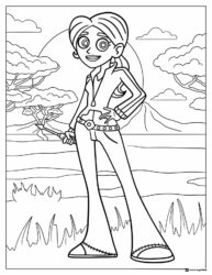 Wild Kratts Aviva in nature landscape coloring page