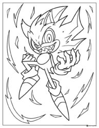 Wild Sonic Coloring Page Surrounded by Electric Sparks