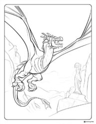 Wings of Fire Dragon Flying in Mountains Coloring Page