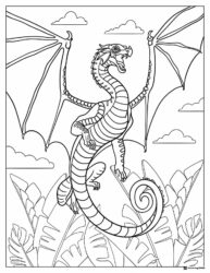 Wings of Fire Dragon Flying over Jungle Coloring Sheet