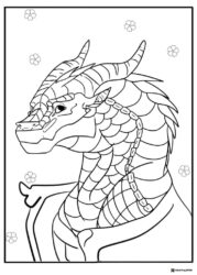 Wings of Fire Dragon Head with Flowers Coloring Sheet