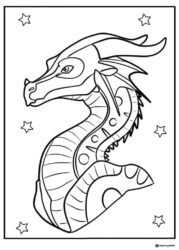 Wings of Fire Dragon Head with Stars Coloring Sheet