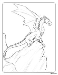 Wings of Fire Dragon on Cliff Coloring Sheet