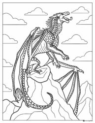 Wings of Fire Dragon on Mountain Coloring Page