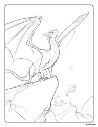 Wings of Fire Dragon on Mountain Peak Coloring Page