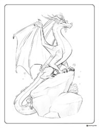 Wings of Fire Dragon on Rock Coloring Sheet