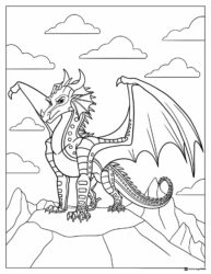 Wings of Fire Dragon on Rocky Outcrop Coloring Sheet