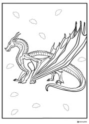 Wings of Fire Dragon with Clouds Coloring Sheet