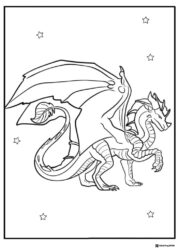 Wings of Fire Dragon with Stars Coloring Page