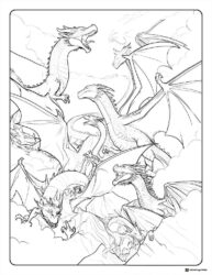 Wings of Fire Dragons in Flight Coloring Page
