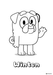 Winton Coloring Page of Friendly Dog Character Waving