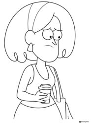 Woman holding coffee cup coloring page