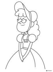 Woman in a bonnet and dress coloring sheet