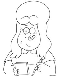 Woman writing on a notepad coloring sheet