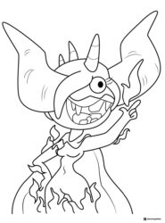 Xylos the demon Coloring Page with fire
