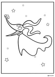 Zero the Ghost Dog Coloring Page with Stars