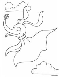 Zero the Ghost Dog Coloring Sheet with Clouds