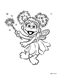 Zoe Coloring Page dressed as a fairy with a wand
