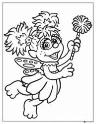 Zoe Coloring Page in a fairy costume with a wand