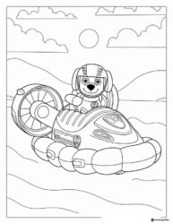 Zuma Coloring Page Driving Hovercraft Across Water Scene