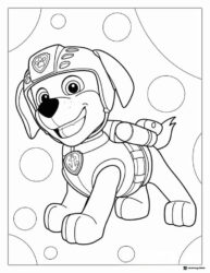 Zuma Coloring Page in Helmet with Bubbles Background