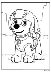 Zuma Coloring Page with Aqua Helmet and Anchor Emblem