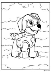 Zuma Coloring Page with Diving Helmet and Propeller
