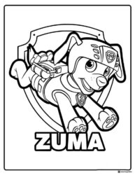 Zuma Coloring Page with Helmet and Aquatic Rescue Gear