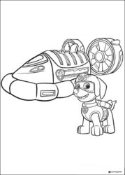 Zuma Coloring Page with Helmet and Hovercraft