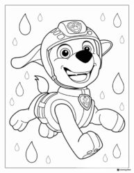 Zuma Coloring Page with Raindrops and Helmet