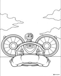 Zuma Driving Hovercraft Coloring Page with Water