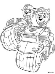 Zuma and Rocky on their Moto Pups Vehicles Coloring Page